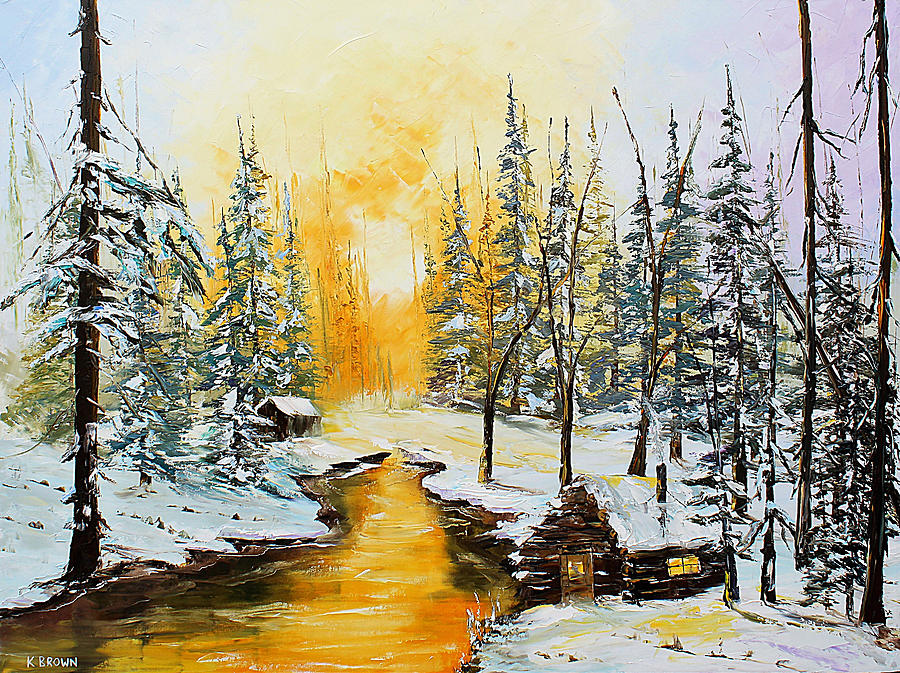Golden Winter #1 Painting by Kevin Brown
