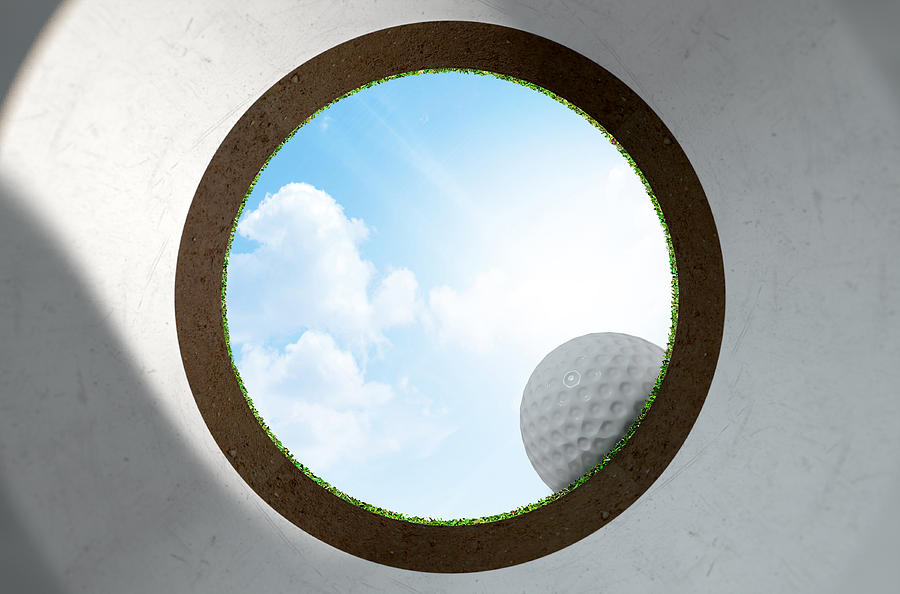 Golf Digital Art - Golf Hole With Ball Approaching #1 by Allan Swart