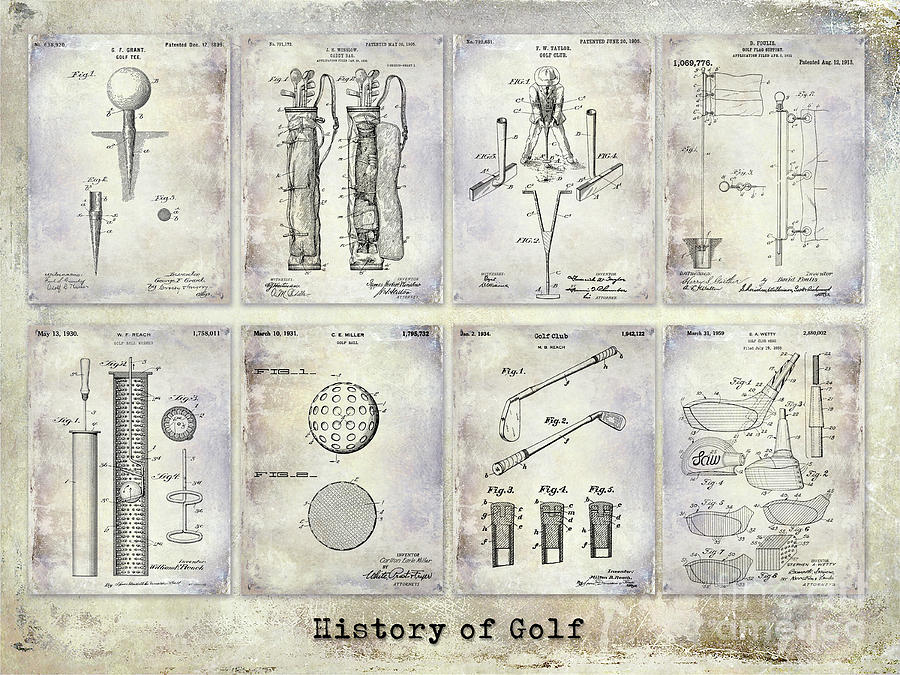 Golf Photograph - Golf Patent History Drawing #1 by Jon Neidert
