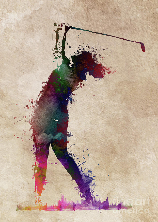 Golf player digital art #1 Digital Art by Justyna Jaszke JBJart