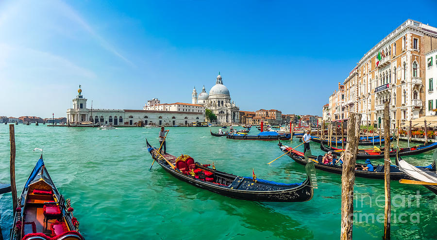 Gondola on Canal Grande with Basilica di Santa Maria, Venice #1 Photograph by JR Photography