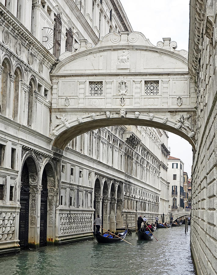 Gondolas Going Under The Bridge Of Sighs In Venice Italy #3 Photograph by Rick Rosenshein