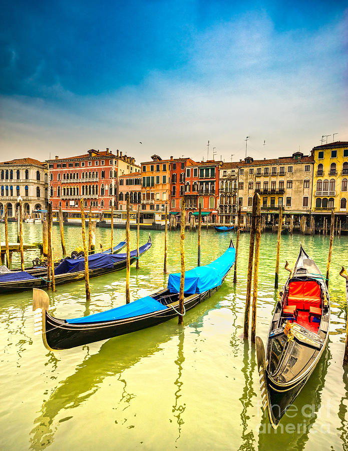 Gondolas in Venice - Italy  #1 Photograph by Luciano Mortula