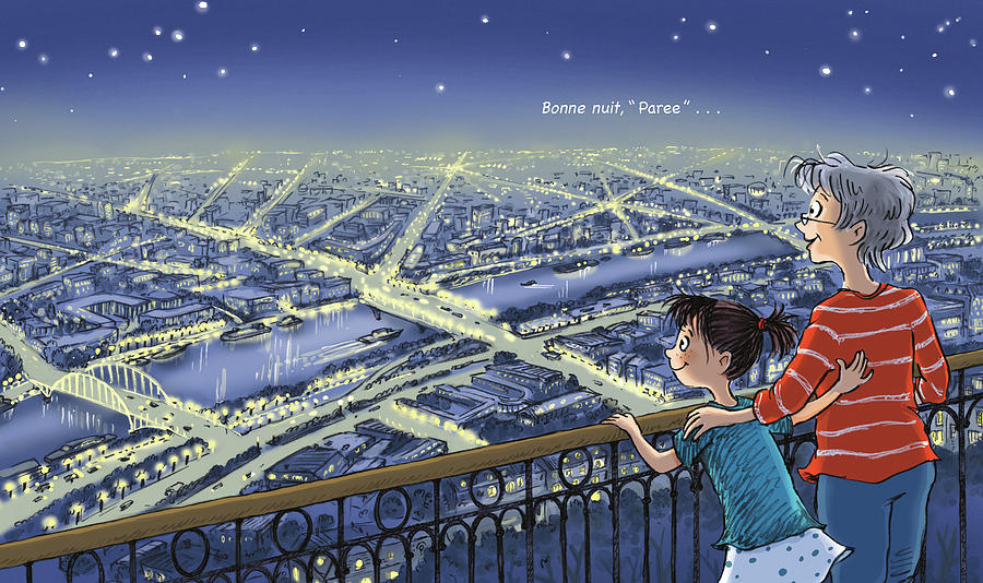 Good Night, Paris--With Text Digital Art by Renee Andriani