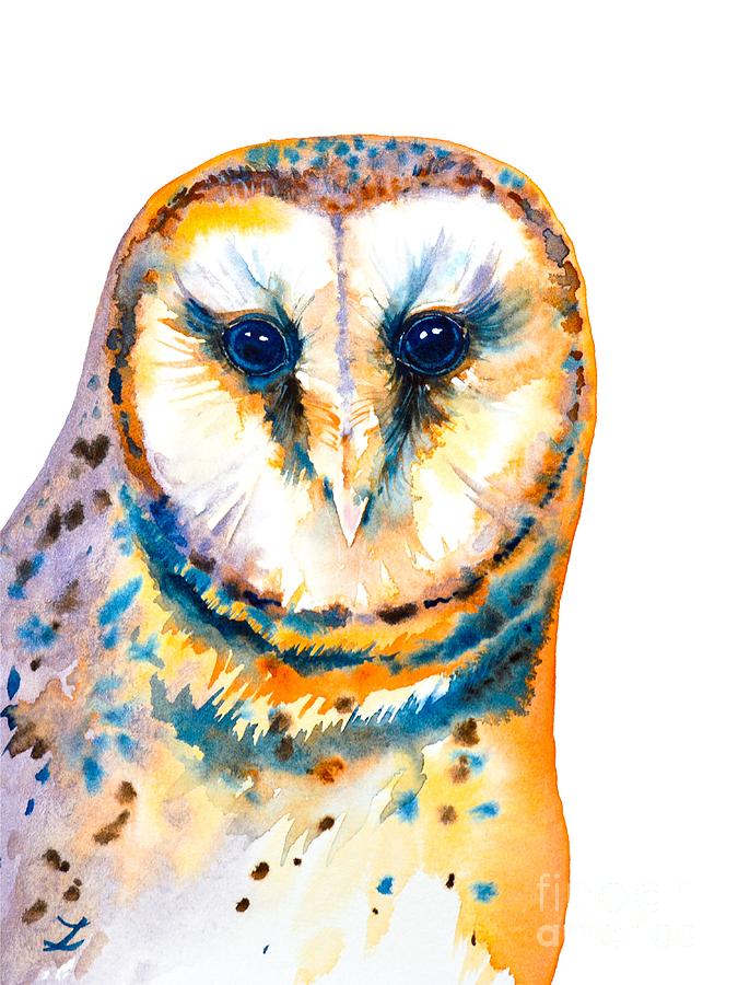 Gorgeous Barn Owl #1 Painting by Zaira Dzhaubaeva