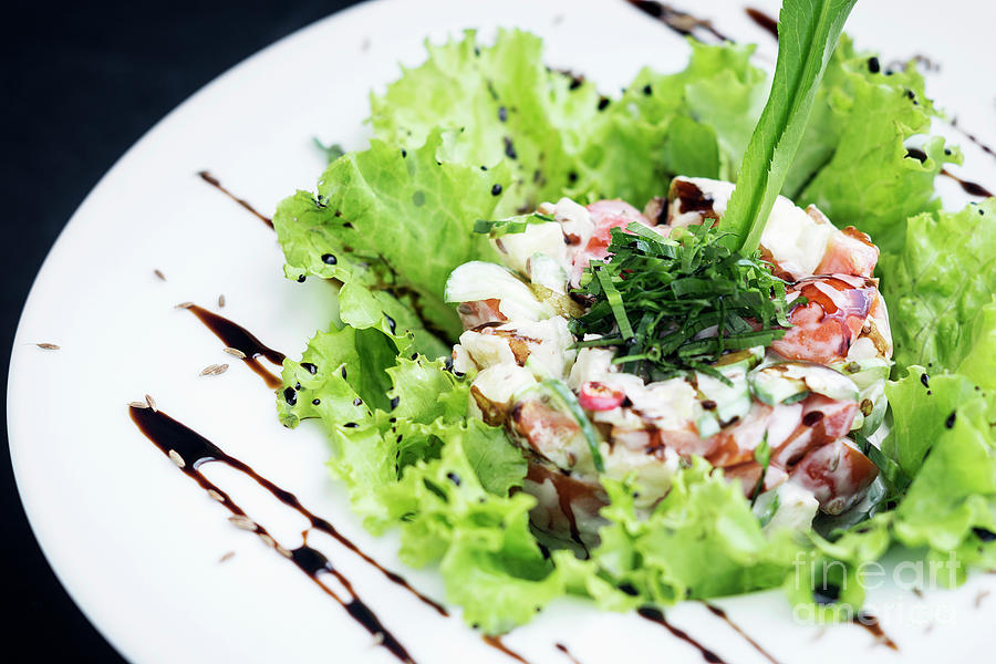 Gourmet Fusion Seafood And Apple Celery Salad With Wasabi Mayo #1 Photograph by JM Travel Photography
