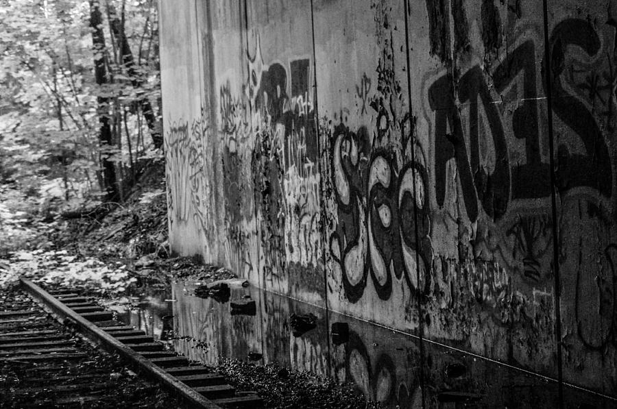 Graffitti and train tracks #2 Photograph by Gerald Kloss