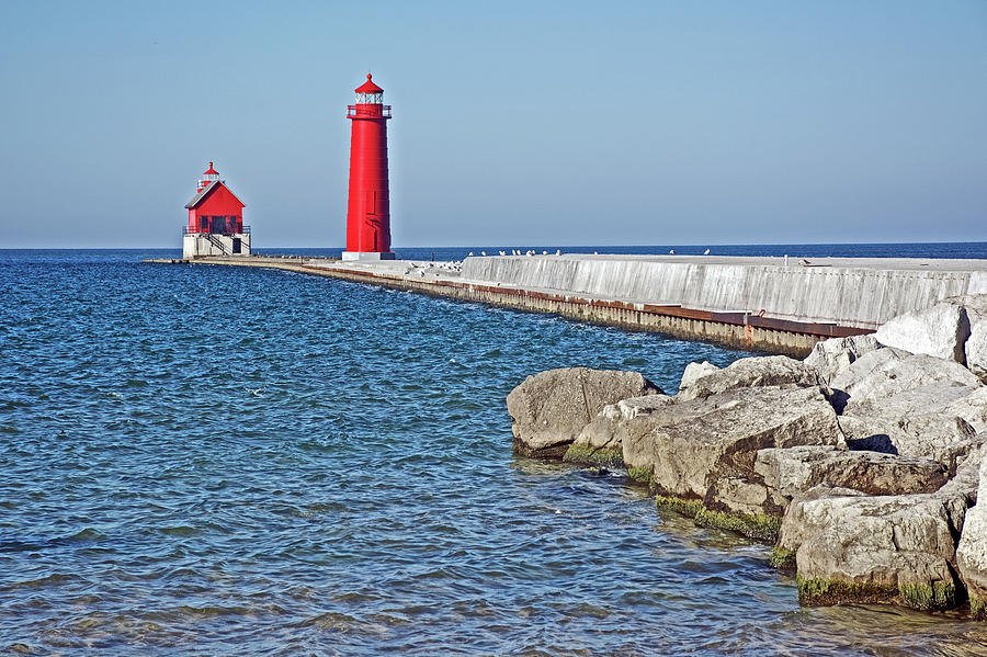 Grand Haven Pier and Lighthouse, Michigan #1 Photograph by Ruth Hager