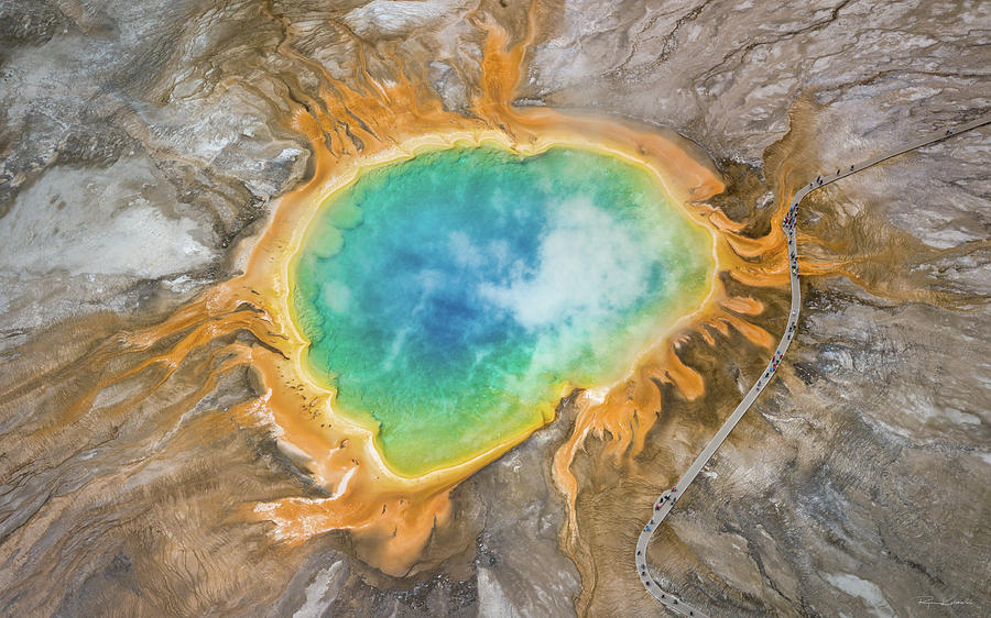 Grand Prismatic Spring at Yellowstone National Park, Wyoming, America #1 Photograph by Ryan Kelehar