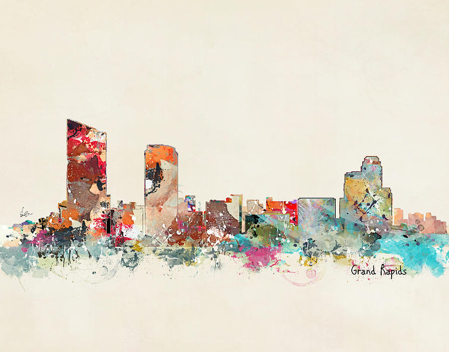 Grand Rapids Skyline Painting - Grand Rapids Michigan #1 by Bri Buckley
