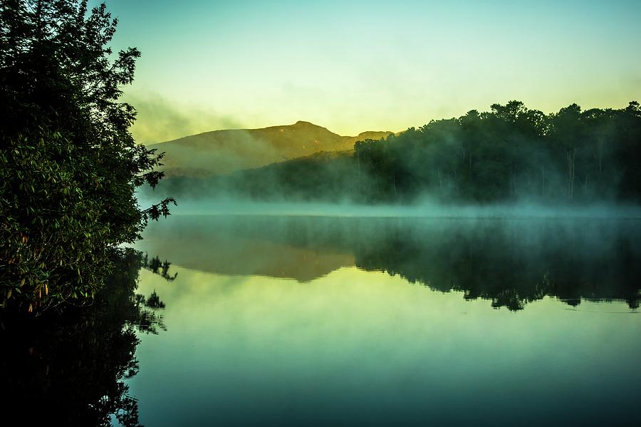 Grandfather Mountain Sunrise Reflections on Julian Price Lake in #1 Photograph by Alex Grichenko