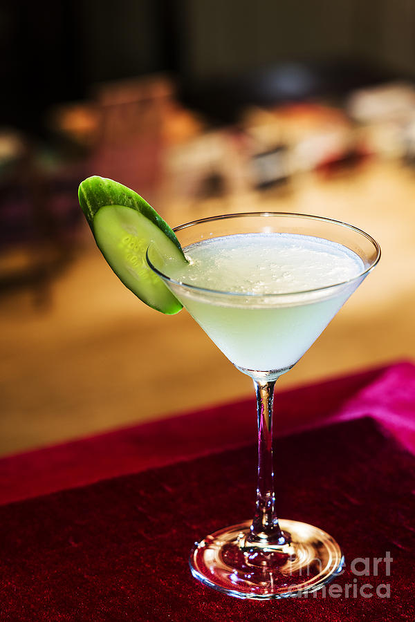 Grapefruit And Cucumber Martini Cocktail Drink In Bar Photograph