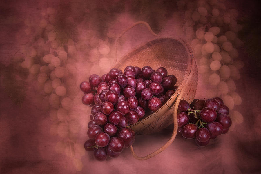Grape Photograph - Grapes in Wicker Basket #1 by Tom Mc Nemar
