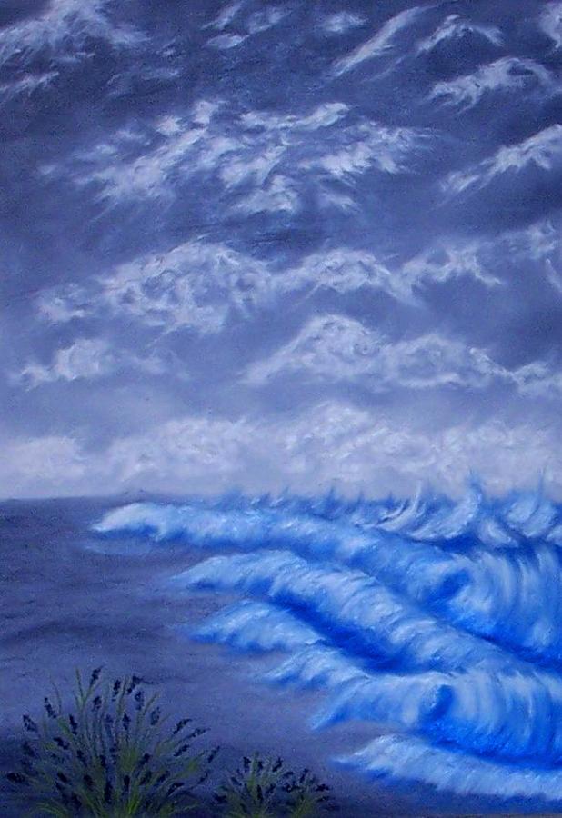 Beach Painting - Gray Sky #1 by Marie Lamoureaux