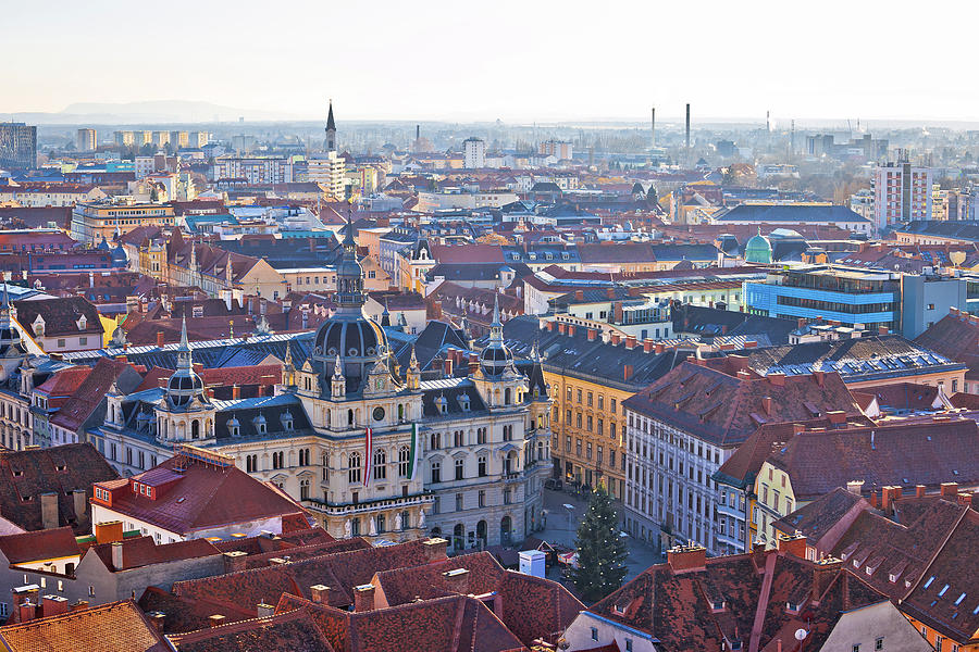 Graz city center aerial view #1 Photograph by Brch Photography