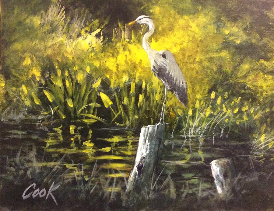 Great Blue Heron #1 Painting by Michael Cook