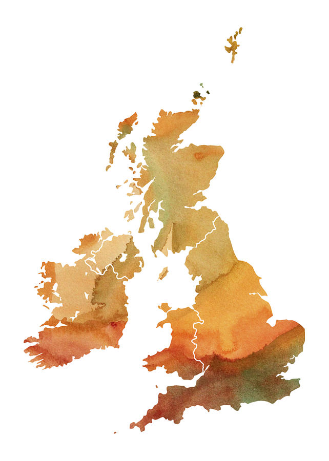 Great Britain Watercolor Map #1 Digital Art by Chris Smith