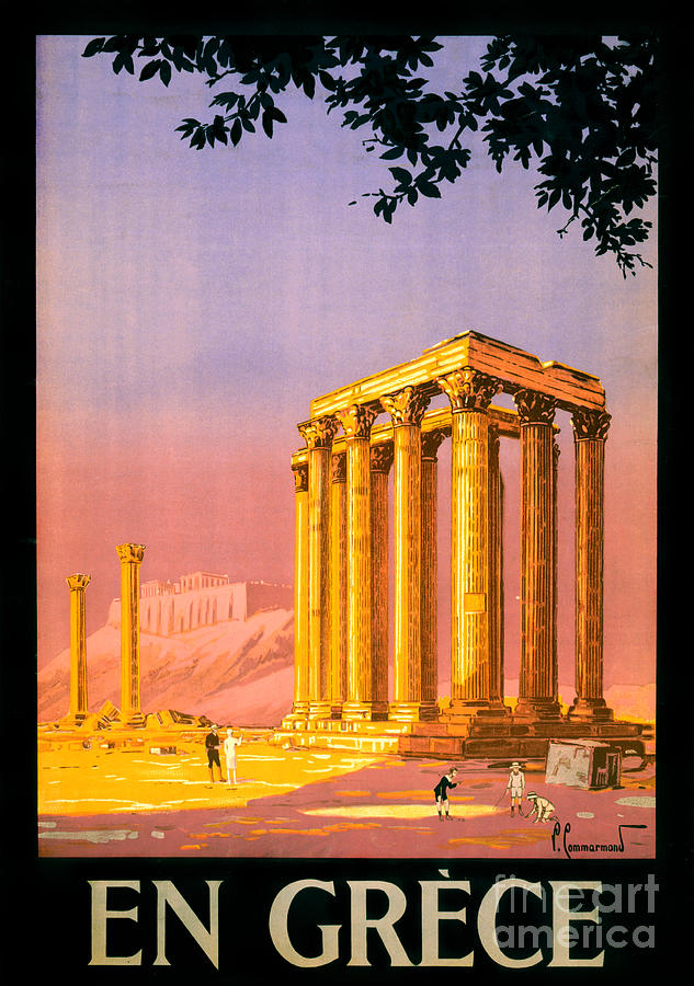 Greek Digital Art - Greece Vintage Travel Poster Restored #1 by Vintage Treasure