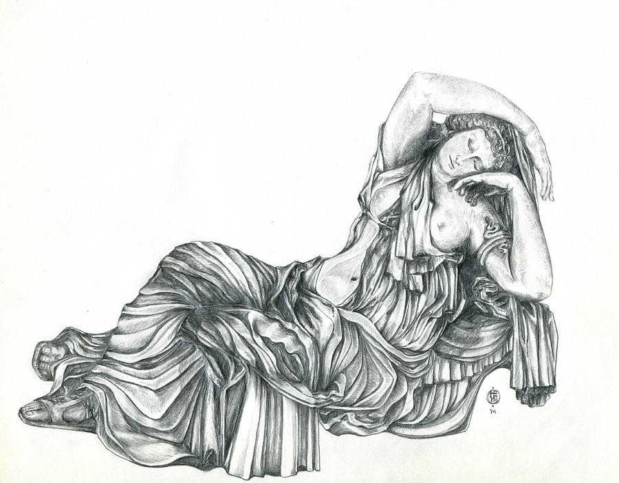 Greek Lady in Repose #1 Drawing by Shirley Heyn