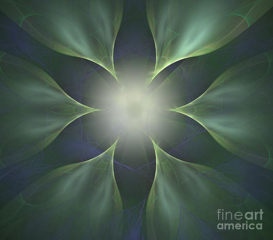 Abstract Digital Art - Green Petals #1 by Kim Sy Ok