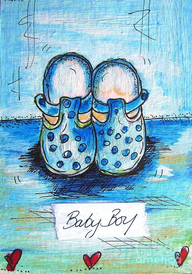 Greeting Card Baby Boy  Painting by Mary Cahalan Lee - aka PIXI