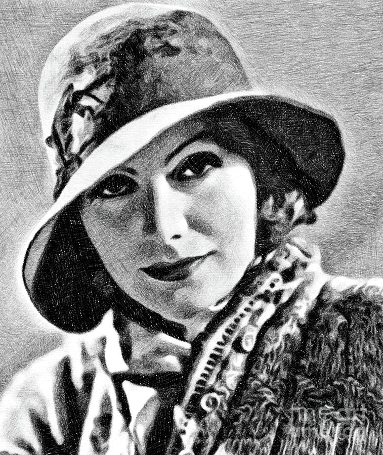 Greta Garbo, Vintage Actress By Js Drawing