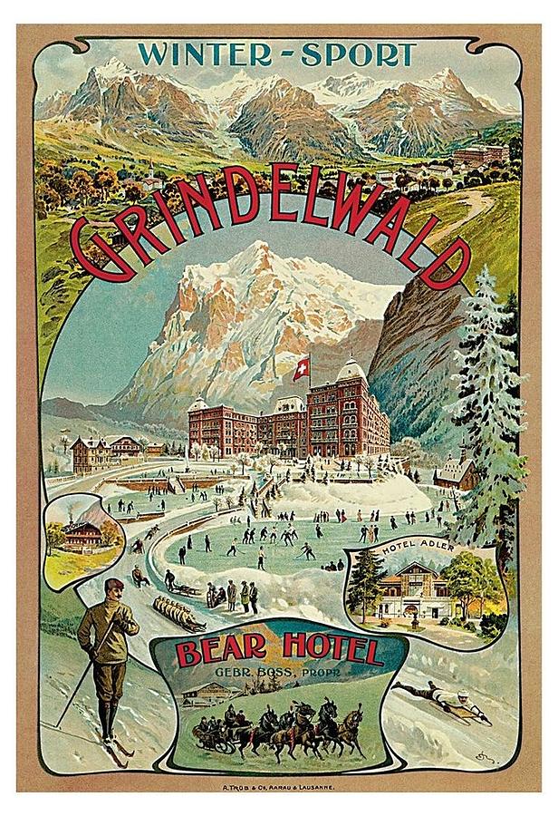 Grindewald Switzerland Travel Poster #1 Painting by MotionAge Designs