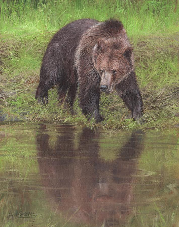 Grizzly Bear At Waters Edge Painting