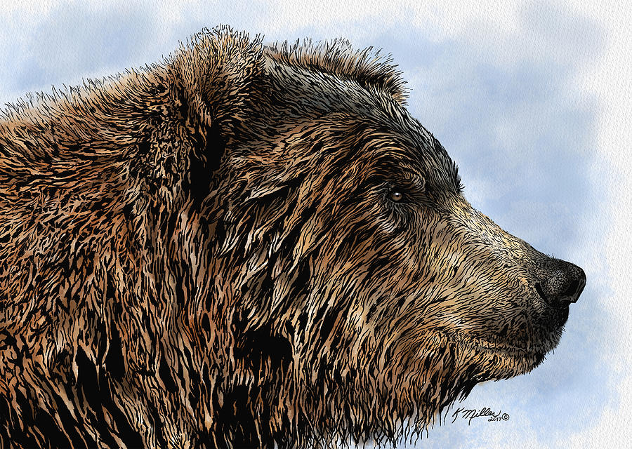 Grizzly Bear #2 Mixed Media by Kathie Miller