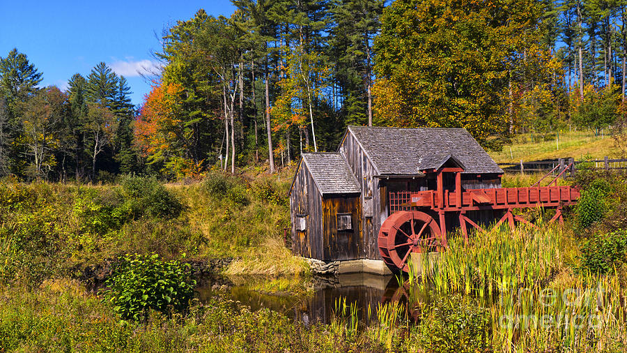 Guildhall Grist Mill in fall colors. #1 Photograph by New England Photography