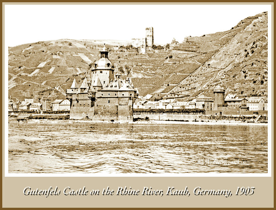 Gutenfels Castle on the Rhine, Kaub, Germany, 1903, Vintage Phot #1 Photograph by A Macarthur Gurmankin