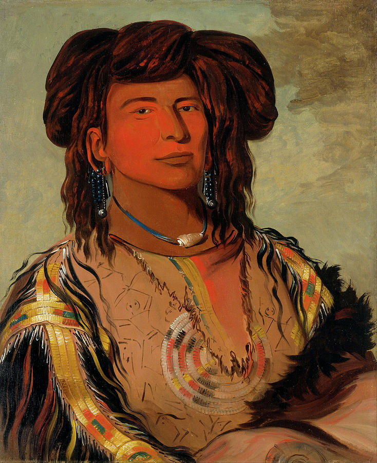 Native America Painting - Ha-won-je-tah, One Horn, Head Chief of the Miniconjou Tribe #1 by George Catlin