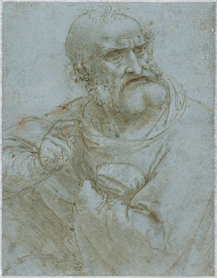 Half-Length Figure of an Apostle #1 Drawing by Leonardo Da Vinci