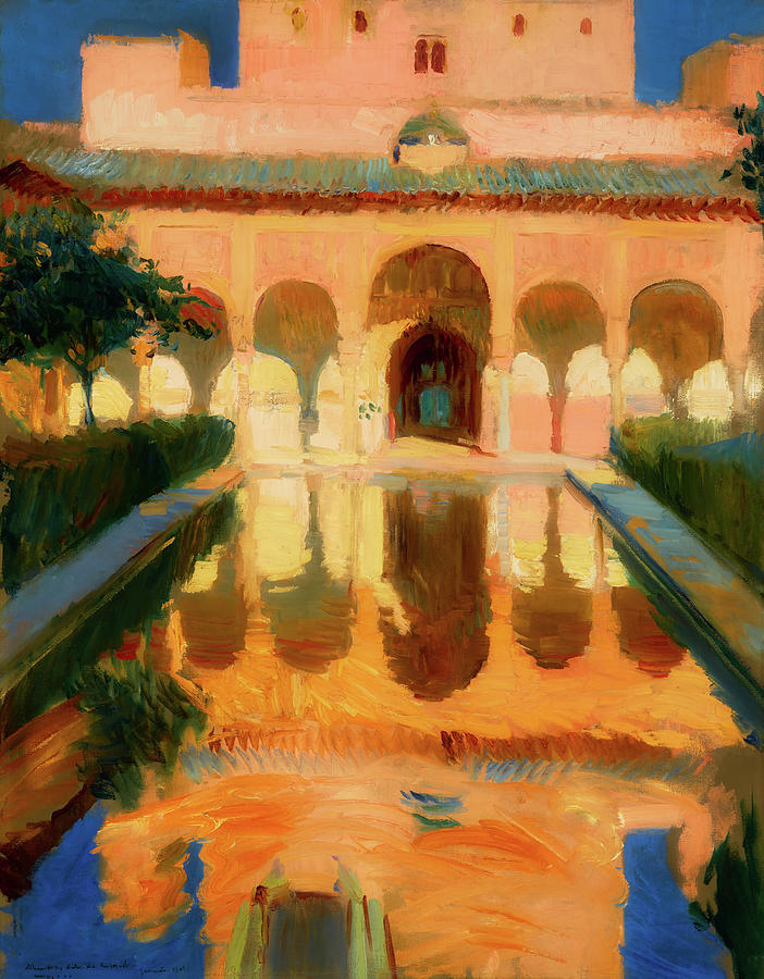 Vintage Painting - Hall of the Ambassadors -  Alhambra Granada #1 by Mountain Dreams