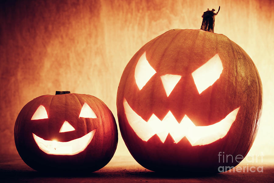 Halloween pumpkins glowing, jack-o-lantern #1 Photograph by Michal Bednarek