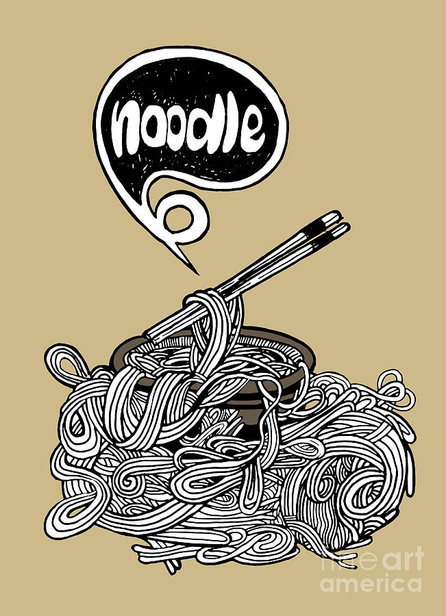 Abstract Digital Art - hand drawn doodle Noodle background #1 by Pakpong Pongatichat