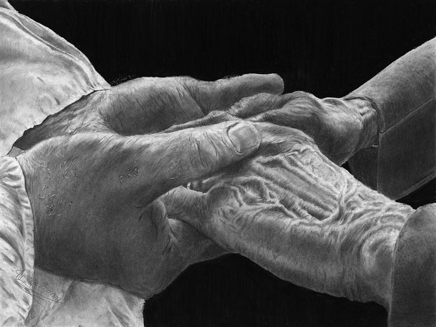 Black And White Drawing - Hands of Love by Jyvonne Inman