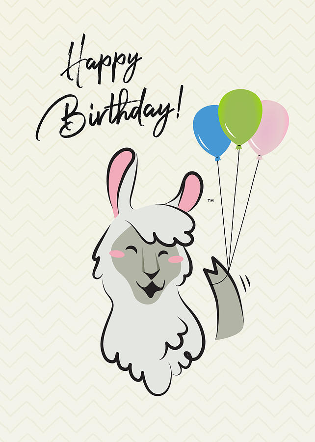 Llama Digital Art - Happy Birthday From A Llama #1 by Tomi Llama