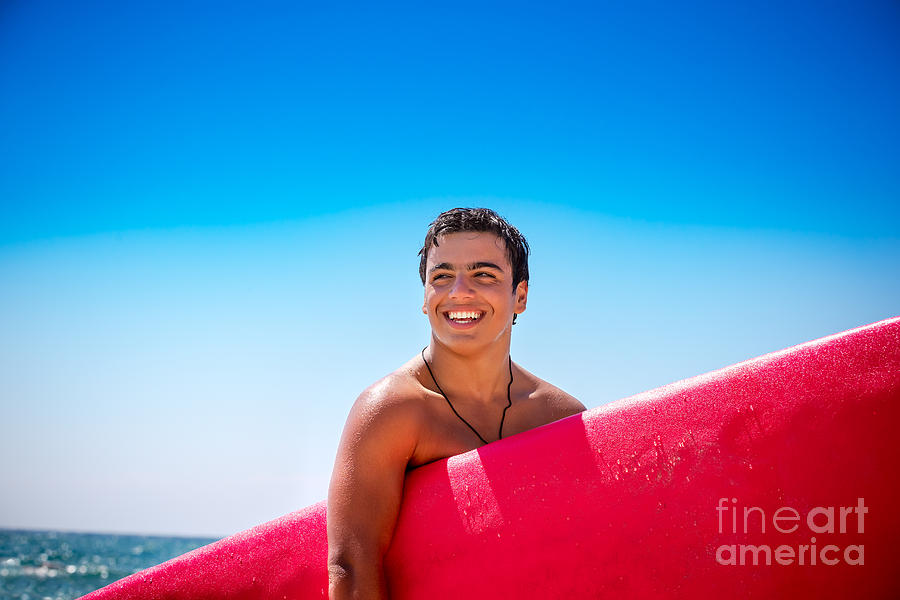 Happy boy enjoying surfing #2 Photograph by Anna Om