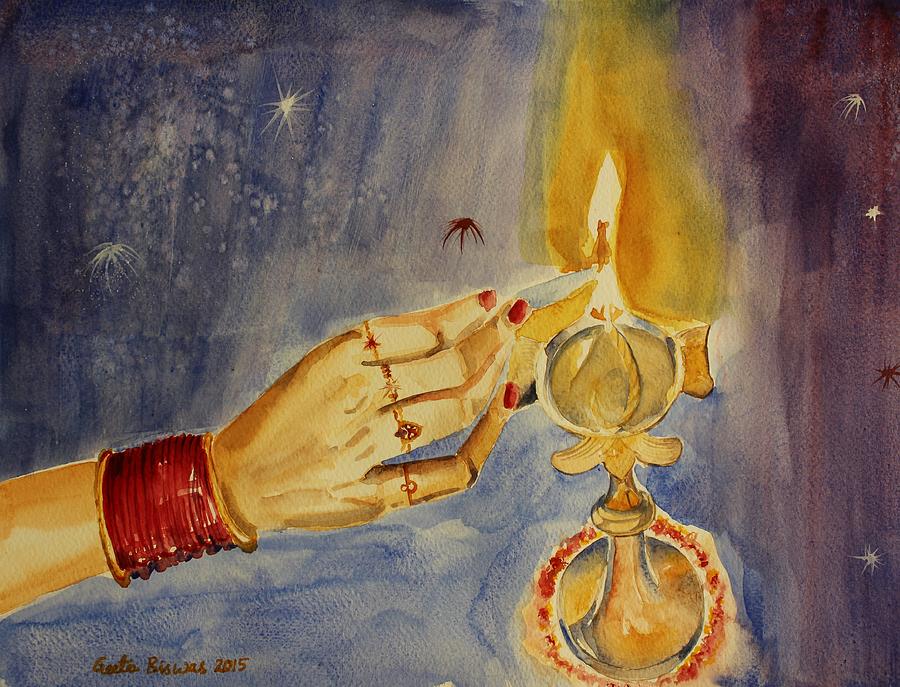 Cracker Painting - Happy Diwali #1 by Geeta Yerra