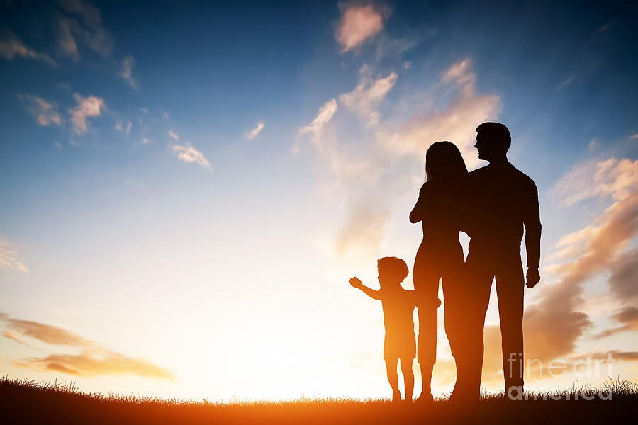 Parenthood Movie Photograph - Happy family together at sunset #1 by Michal Bednarek
