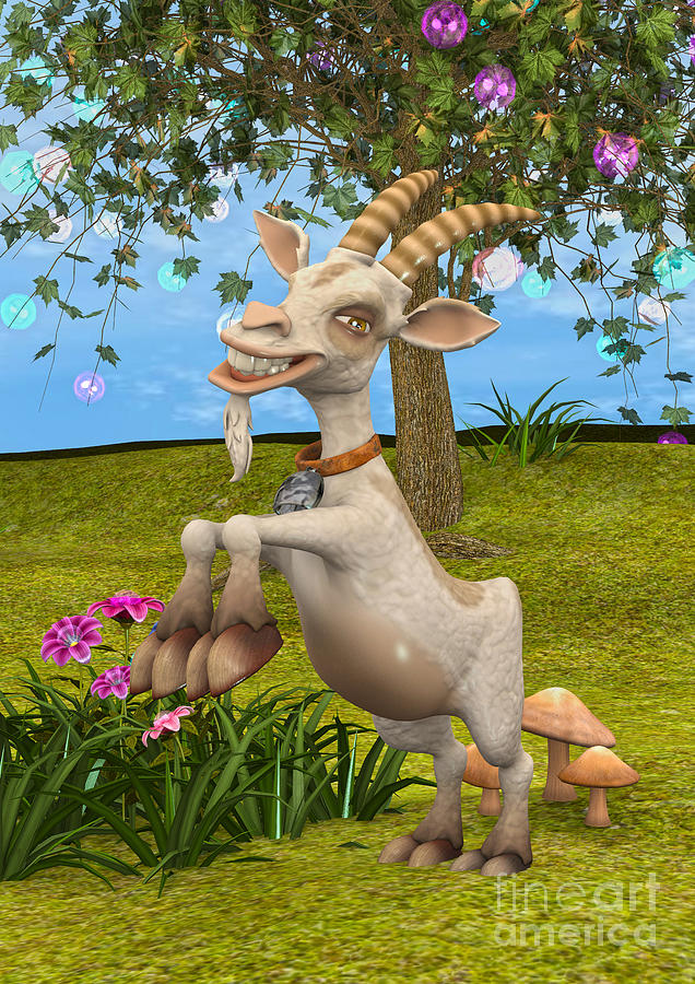 Fantasy Digital Art - Happy Goat #1 by Design Windmill