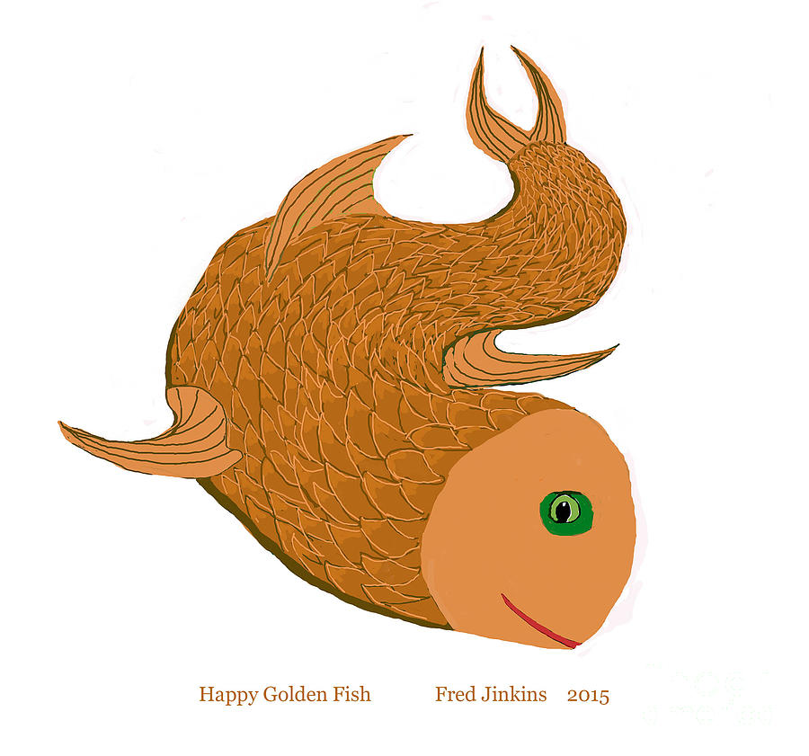 Happy Fish Painting - Happy Golden Fish #2 by Fred Jinkins