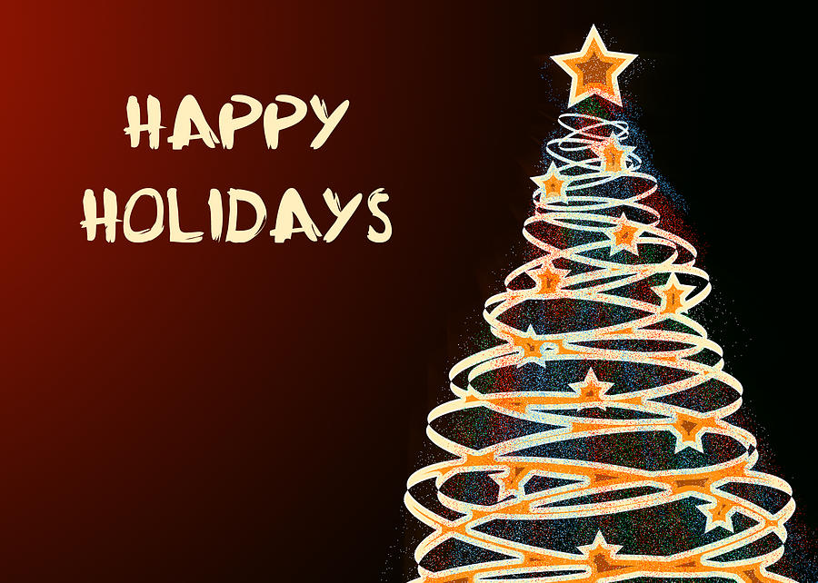 Happy Holidays Christmas Tree  #1 Digital Art by Maggie Terlecki