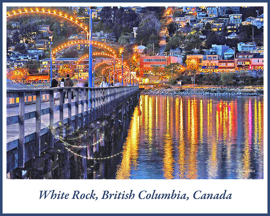Harbor at Night, White Rock, British Columbia, Canada #1 Photograph by A Macarthur Gurmankin