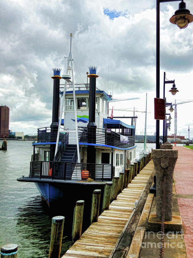 The Elizabeth River Ferry 3 Painting by Jeelan Clark
