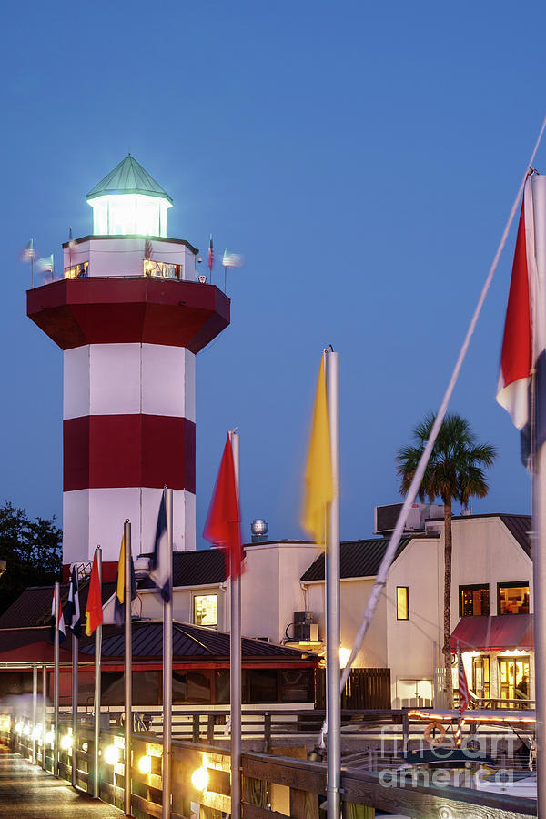 Harbour Town Lighthouse at Twilight, Hilton Head Island, South C #1 Photograph by Dawna Moore Photography