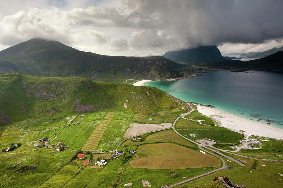 Haukland Valley and Beach from Mannen #3 Photograph by Aivar Mikko