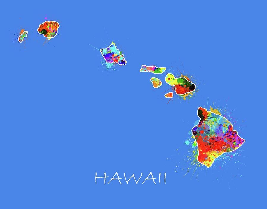 Hawaii Map Digital Art - Hawaii Map Color Splatter #1 by Bekim M