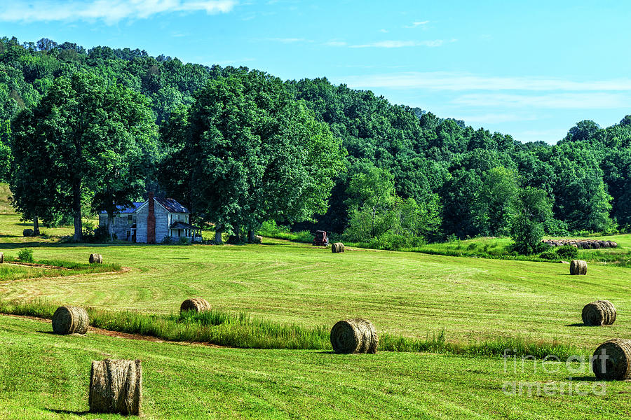 Hay Bales and Farm House #1 Photograph by Thomas R Fletcher